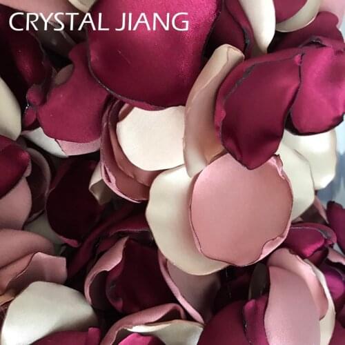 Burgundy Old Rose and Champagne Petals For Weddings Satin Flower Girl Rose Petal 100 pieces /Lot