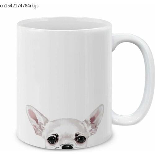 White Chihuahua Ceramic Coffee Gift Mug Tea Cup, 11 OZ