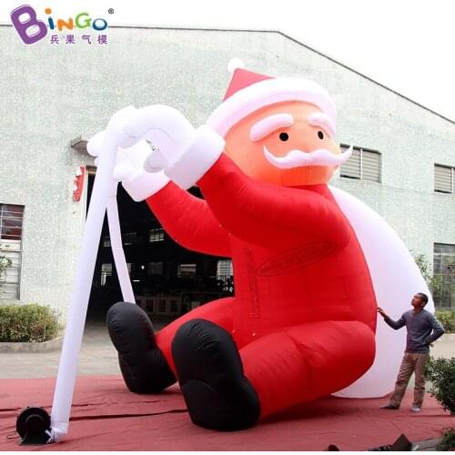 Free Shipping Inflatable Santa Claus with Walking Stick / Giant Air-blown Father Christmas for Xmas Decoration