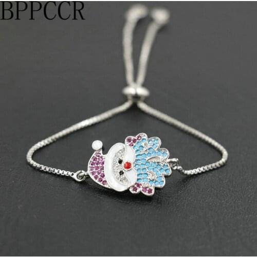 BPPCCR Shiny Colorful Crystal Rhinestone Santa Claus Distance Bracelets Men Women Couples Lucky Pulseira Christmas Gifts
