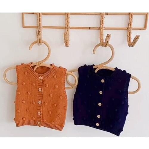Kids Sweaters Fall Autumn Winter Open Stitch New Baby Boys Girls Long Sleeve Clothes Inlaid Plush Ball Sweater Cotton Warm Vest