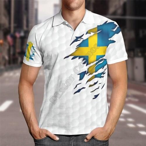 Hawaii Polo Shirt Sweden Flag 3D All over print Polo Shirt Men for Women Short Sleeve Summer T-shirt