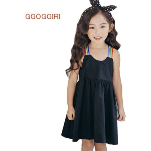 GGOGGIRI Brand Big Chlidren Clothing New Girls Summer Fashion Rainbow Braces Cotton Quality Mini Causal Sleeveless Dresses