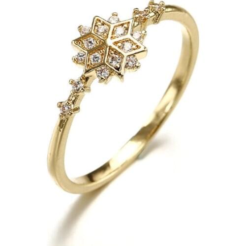 Dainty Cute Womens Snowflake Rings Delicate Rings Rings Wedding Jewelry Snow Flower Floral Finger Rings Fine Jewelry