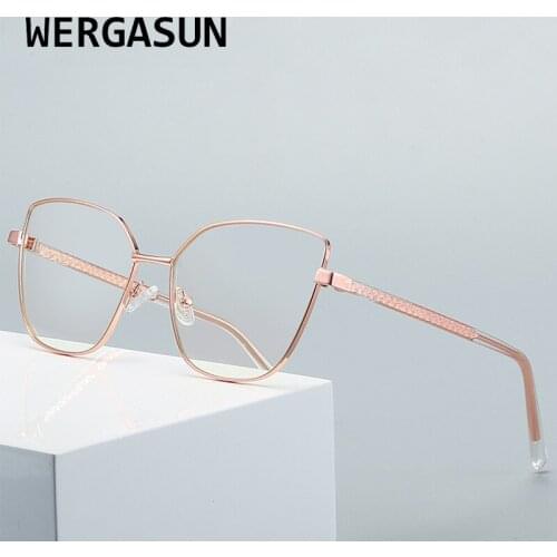 WERGASUN Computer Glasses Eyewear Frame Anti Blue Light Game Glasses Anti Glare Eyeglasses Frame Women Clear Lens Glasses