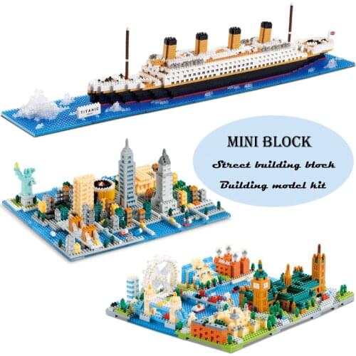 Wisehawk Building Blocks Mini Street Scene 3D Titanic New York Architectures Educational Toys For Children Model Micro Block Toy