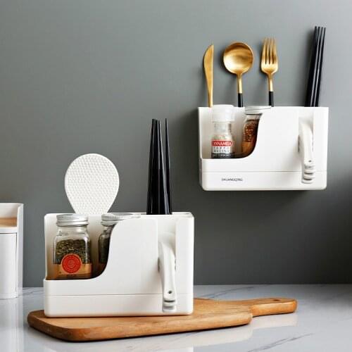 Creative wall-mounted drain chopsticks cage household chopsticks chopsticks tube kitchen cutlery spoon storage box WF1108333