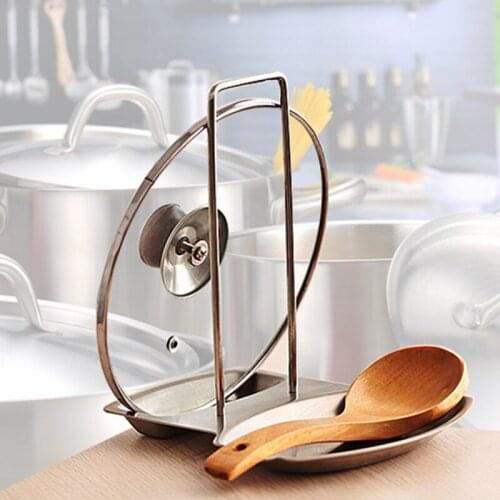 Stainless Steel Kitchen Organizer Pan Pot Rack Holder Cover Lid Rack Stand Spoon Holder Kitchen Accessories Detachable Racks