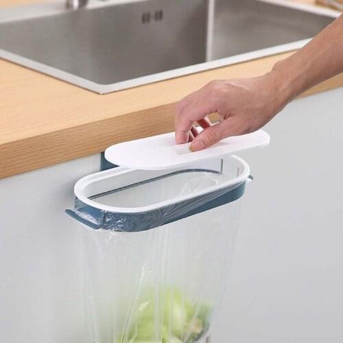 Kitchen Cabinet Door Basket Hanging Trash Can Waste Bin Garbage Rack Tool Storage Rack