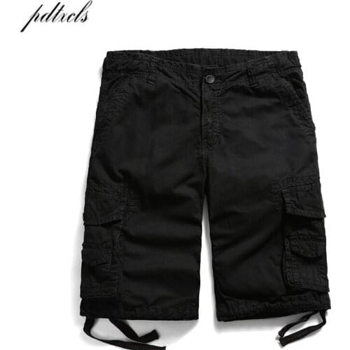 PDTXCLS 2018 Summer Cotton Cargo Shorts For Men Casual Military Solid Tactical Knee Length Mens Shorts Masculino 12 Colors