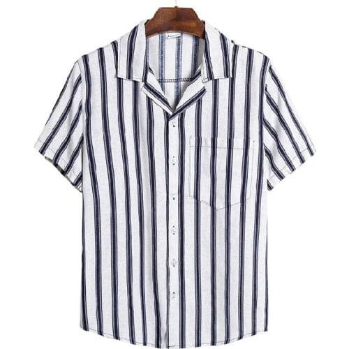 Summer Men Shirt Fashion Striped Shirts Short Sleeve Mens Casual shirt Streetwear Holiday