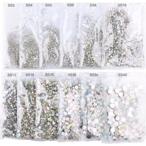 Multi-size Non HotFix Flat Back Nail Glitter Rhinestone 3D Nail Decoration Strass Manicure for UV Gel Nail Art Decoration Tools