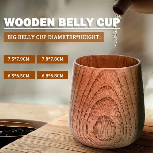 Japanese Style Natural Wooden Cup Reusable Environmental Protection Tea Coffee Milk Wine Cup Heat Insulation Water Cup