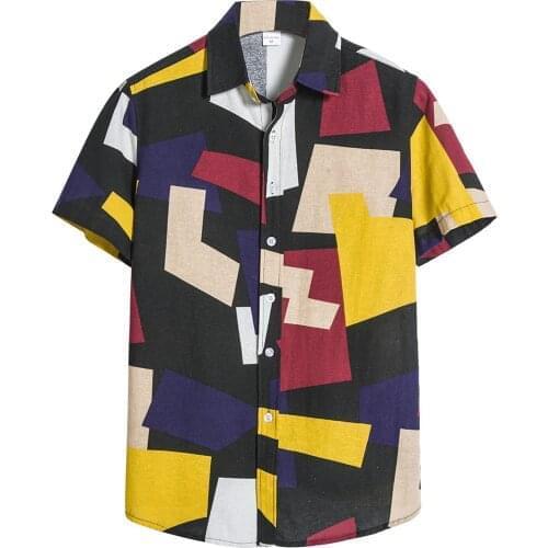 Fashion Mens Printed Hawaiian Loose Short Sleeve Casual Buttons shirt Loose beach causal shirts retro shirt men dress clothes