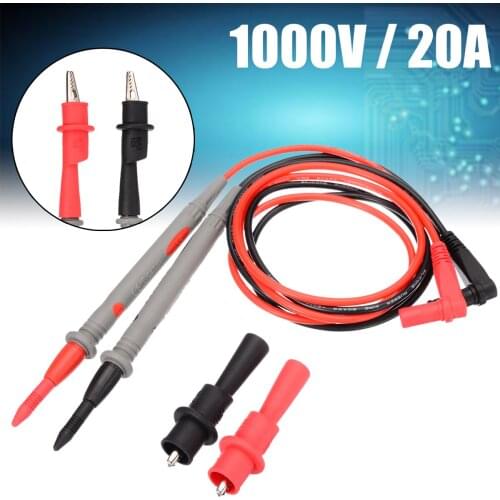 20A 1000V Test Lead Set Gilded Sharp Needle Probe Multimeter Test Lead With Alligator Clip Digital Multimeter Needle Tip Tester