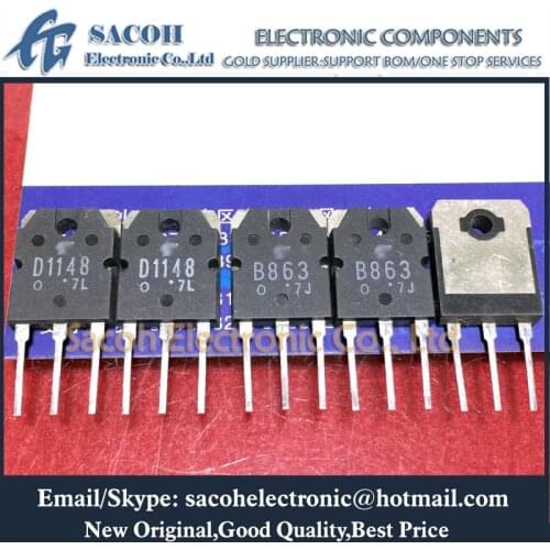 New Original 10Pairs(20PCS)/Lot 2SD1148 D1148 + 2SB863 B863 TO-3P 10A 140V Silicon NPN + PNP Power Transistor