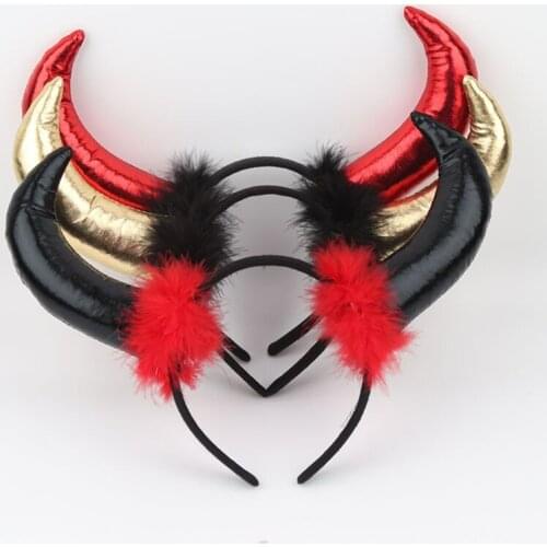 Devil Ox Horn Hair Hoop Headband Halloween Party Costume Cosplay Decor Headwear