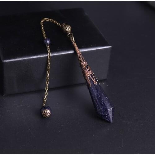 Orgone Energy Blue Sandstone Lapis lazuli Crystal Natural Stone Pendulum For Dowsing Divination Pendant Jewelry Necklace Pendant