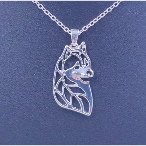 Husky Necklace Dog Animal Pendant Gold Silver Plated Jewelry For Women Male Female Girls Ladies Kids Friendship AKC N009