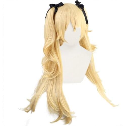 Game Genshin Impact Traveler Fischl Cosplay Golden Role Play Wig Heat Resistant Anime Halloween Costume Princess For Girl