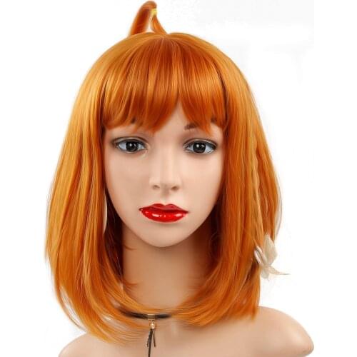 Short Bangs Wig for Women Lolita Wig Orange Hair Synthetic Cosplay Straight Wig Bob
