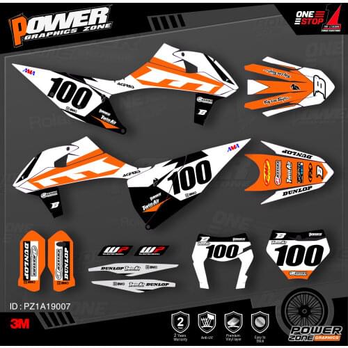 PowerZone Custom Team Graphics Backgrounds Decals 3M Stickers Kit For KTM SX SXF MX 19-20 EXC XCW Enduro 20-N 125 to 500cc 07