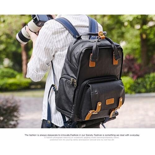 Professional Retro Fashion Casual Waterproof Canvas DSLR Camera Bag Photography Tripod Cameras Backpack for Canon Nikon Sony