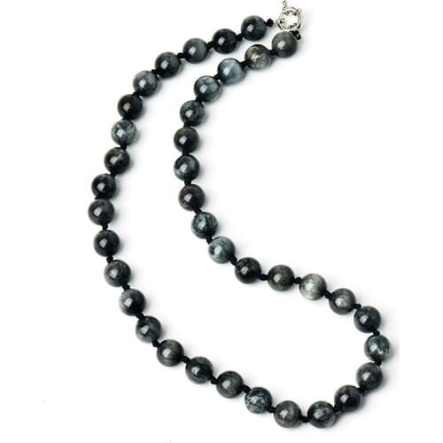 Transparent The 10 MM surface of Beads With Black grey and There Light white in the Beads Eagle eye stone Necklace