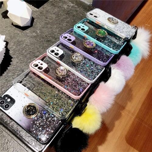 Crystal stand glitter Case For Samsung Galaxy S20 FE ULTRA case For samsung A51 A71 A31 A11 A21S A50 A10S A20S A01core Furry