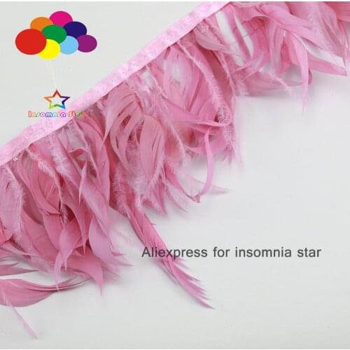 Hot 10meter 8-12cm wide fuchsia ostrich feather goose feather tassel feather decoration feather headdress carnival
