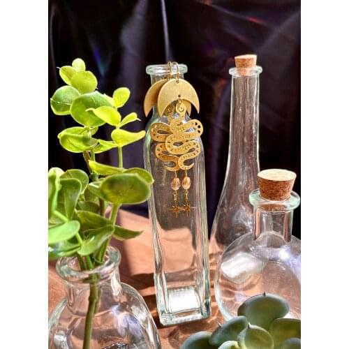 Snake earrings, Celestial snake earrings,Witchy earrings,Dangle earrings, Gold plated, Boho, Witchy