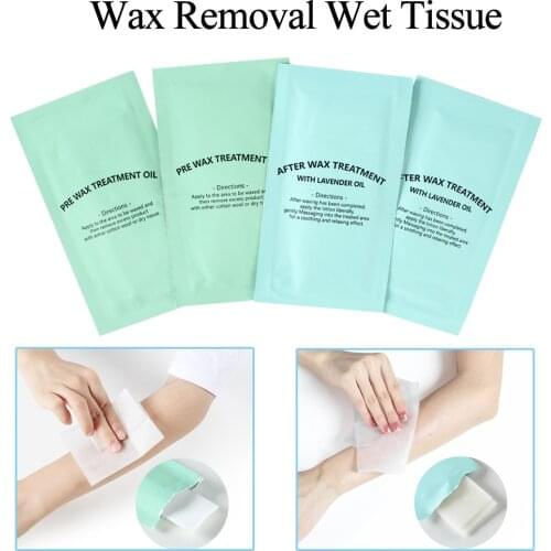 Body Hair Removal Waxing Wipe Sticker Wrapped Wet Tissue Moisten Wax Oil Cleaning Wax Strips for Face Leg Body Hair Removal