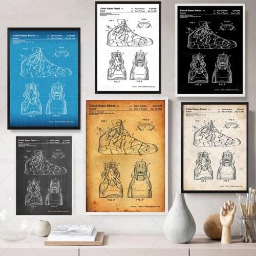 Vintage 1994 Patent Turnschuhe Trainer Basketball Schuh Blaupause Poster Leinwand Malerei Druck Wand Décor Living Home Kunst