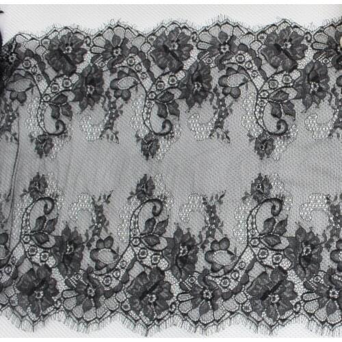 YACKALASI Soft Knitted Eyelash Lace Fabrics Shiny 100% Nylon Underwear Lace Black And White Trims 44cm*290CM #888