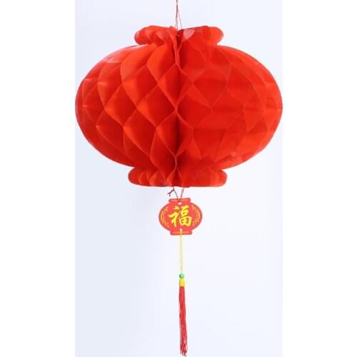 100 Pieces 6Inch 15cm Waterproof Chinese Red Paper Lanterns Chinese New Year Spring Festival Honeycomb Wedding Party Decoration