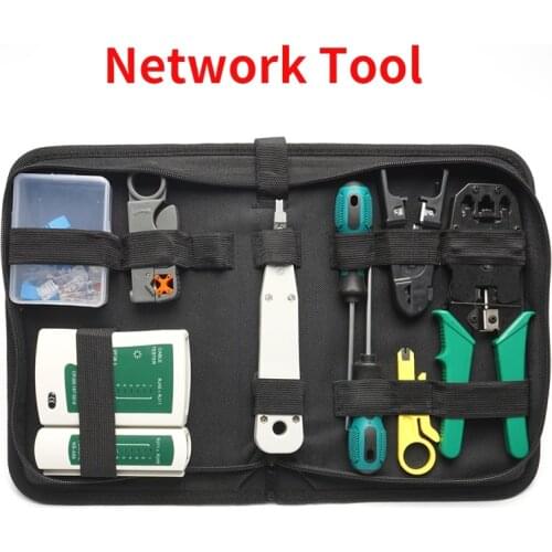 11pcs/set RJ45 RJ11 RJ12 CAT5e Cat6 Portable LAN Network Repair Tool Kit Utp Cable Tester AND Plier Crimp Crimper Plug Clamp PC