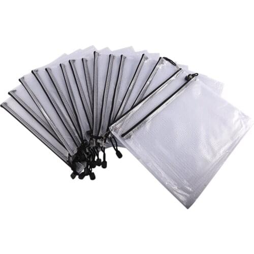 15 Pack Mesh Zipper Pouch Doent Bag A4 Waterproof Doent Pouch for School Office Supplies, Cross Stitch Organizing Storage
