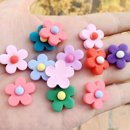 19mm Lovely Flower Resin Flat back Rhinestone appliques DIY Wedding scrapbook craft 15pcs -HZ89