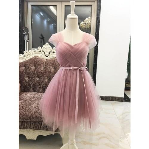 2021 New Summer Red Sexy Women Strap Elegant Evening Party Tulle Dress Short Mini Dress Female Korean Ball Gown Dresses