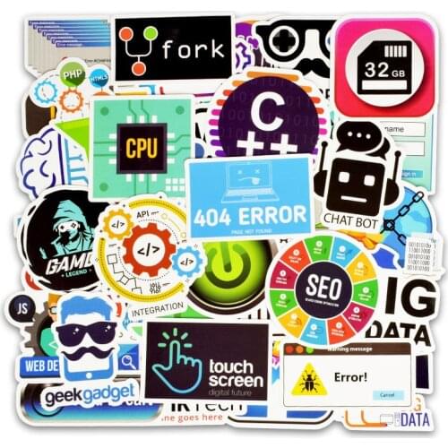 50pcs/pack Programmer Network Computer series Stickers For Cars Motorcycles Water cups Furniture Childrens toys Luggage