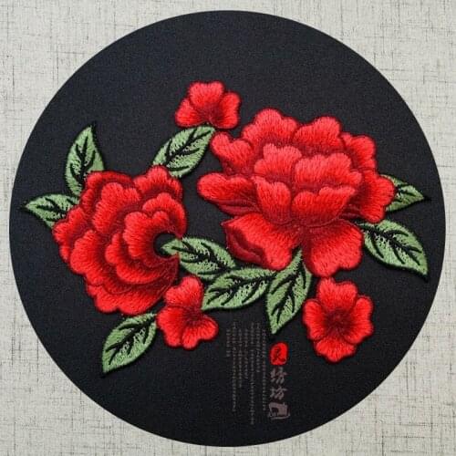 6 Pcs/lot Sew Large Diy Peony Flower Embroidery Patches Women Dress Clothing Chinese Decal Accessories