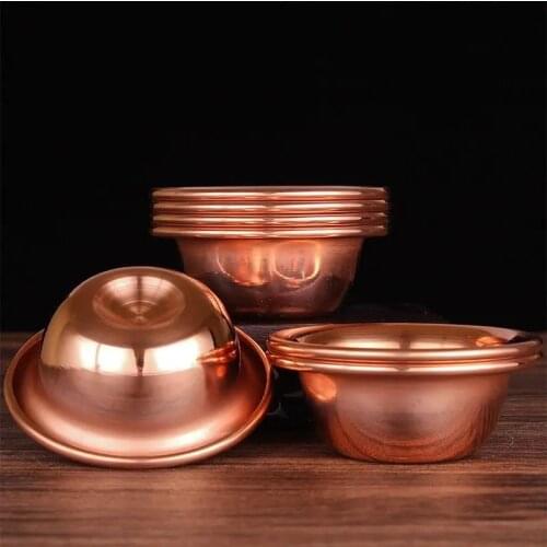 7pcs Pure Copper Drinking Bowl Pure Red Copper Auspicious Tibetan Holy Water Cup 50ml 100ml Buddhist Bowl Homes Gift Decorative