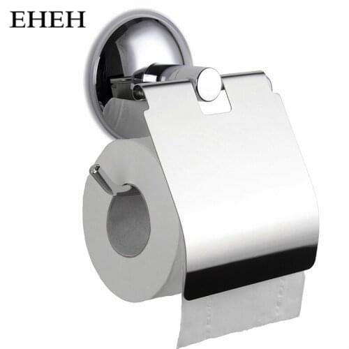 EHEH Stainless Steel Heavy Duty Toilet Paper Holder Wall Mounted Bathroom Fixtures Silver Color Wc Suction Roll Paper Holders