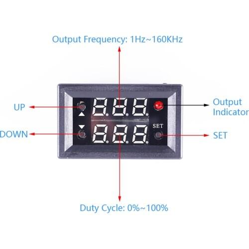 Signal Generator 15A Driver Module 1Hz-160KHz PWM Pulse Frequency Duty Cycle Adjustable Module LED Display