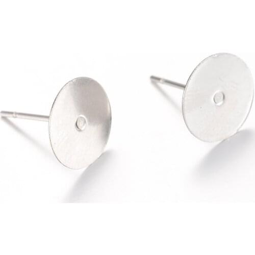 100Pcs 304 Stainless Steel Stud Earring Findings for Earrings DIY Jewelry Handmade Supplies, About 8mm in diameter, Pin: 0.7mm