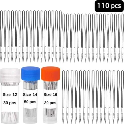 KAOBUY 110PCS Sewing Machine Needles, 30PCS 80/12 + 50PCS 90/14 + 30PCS 100/16 Machine Needles, Universal Regular Point