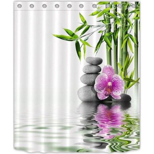 India Spa Zen Buddha Water Yoga Shower Curtain Polyester Fabric Waterproof Massage Stone Orchid Bathroom Bath Curtains 1.8x1.8Cm