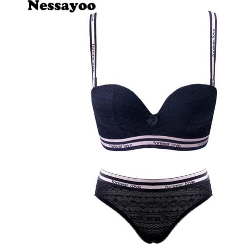 High Quality Cotton Underwear Set Fashion Bra Set Noble Girl Lingerie Set Push Up Bra Sexy Bra and Panty Set Small Breast Winter