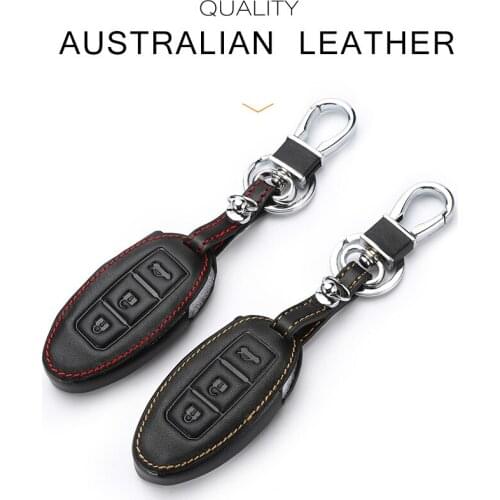 3 Buttons Leather Key Case For Car For Nissan Qashqai Pathfinder Versa Tidda Murano Rogue X-trail Car Key Cover