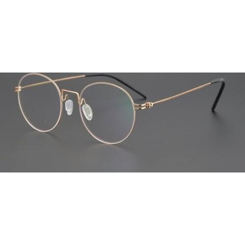 Round no screw frame female retro glasses male round frame ultra light gold silk casual business myopia frame